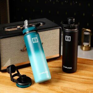 Insulated Stainless Steel Sports Water Bottle w/ Straw & Chug, 22oz. BPA-Free